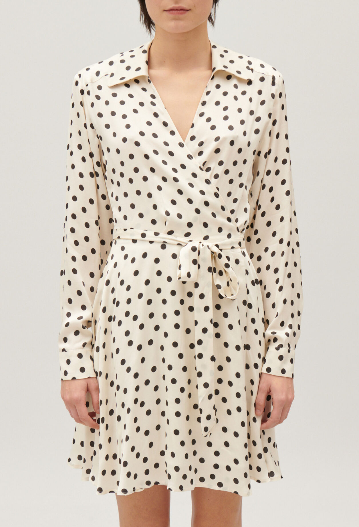 Black and white patterned wrap dress