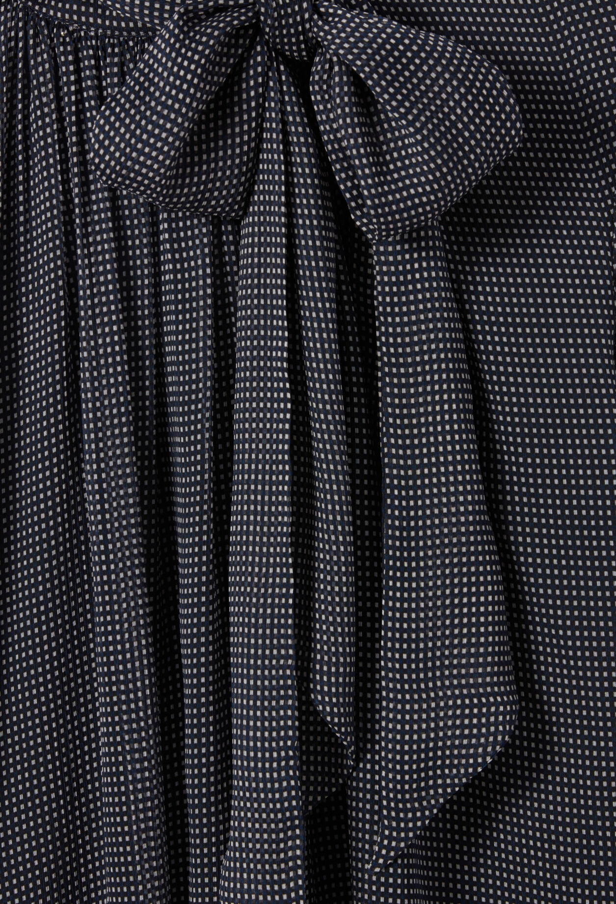 Fluid Check Tie-Neck Blouse