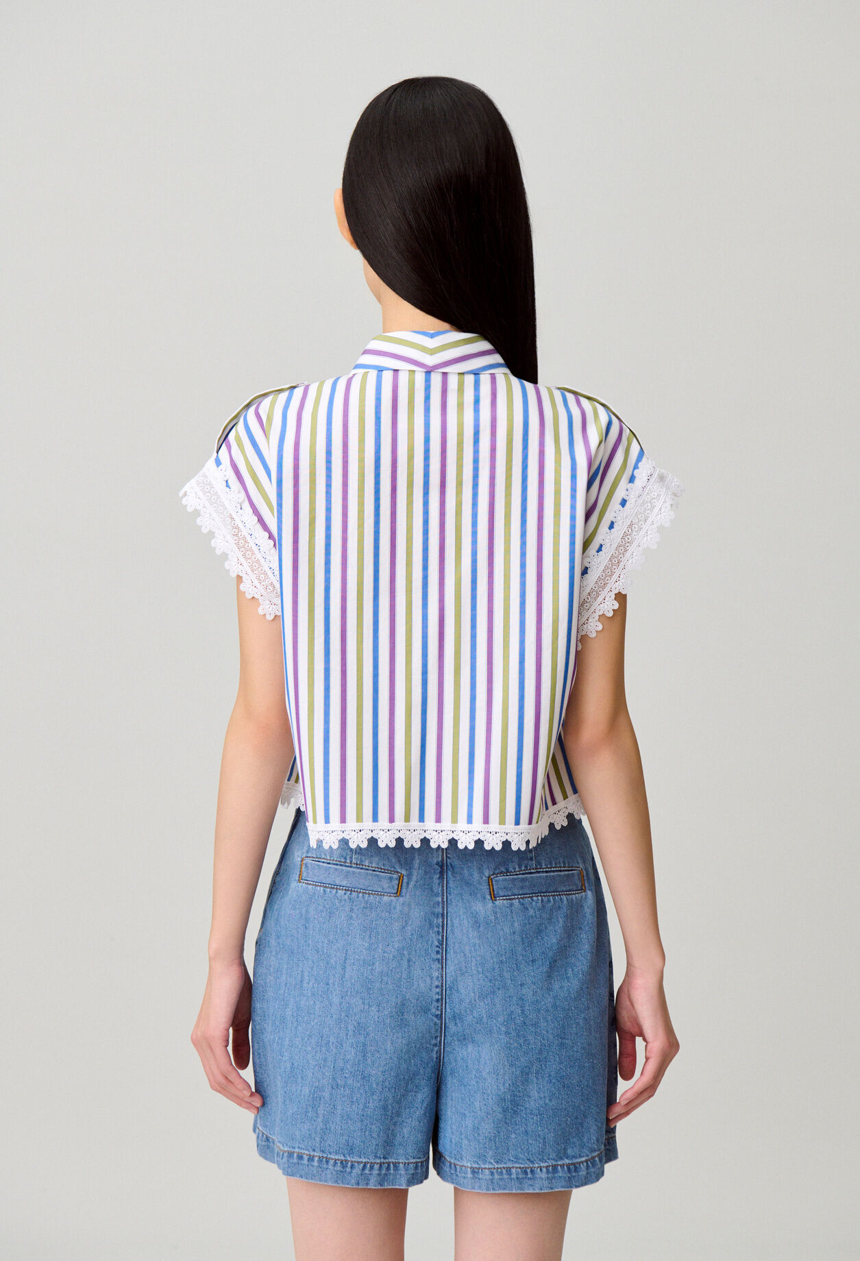 Striped lace shirt