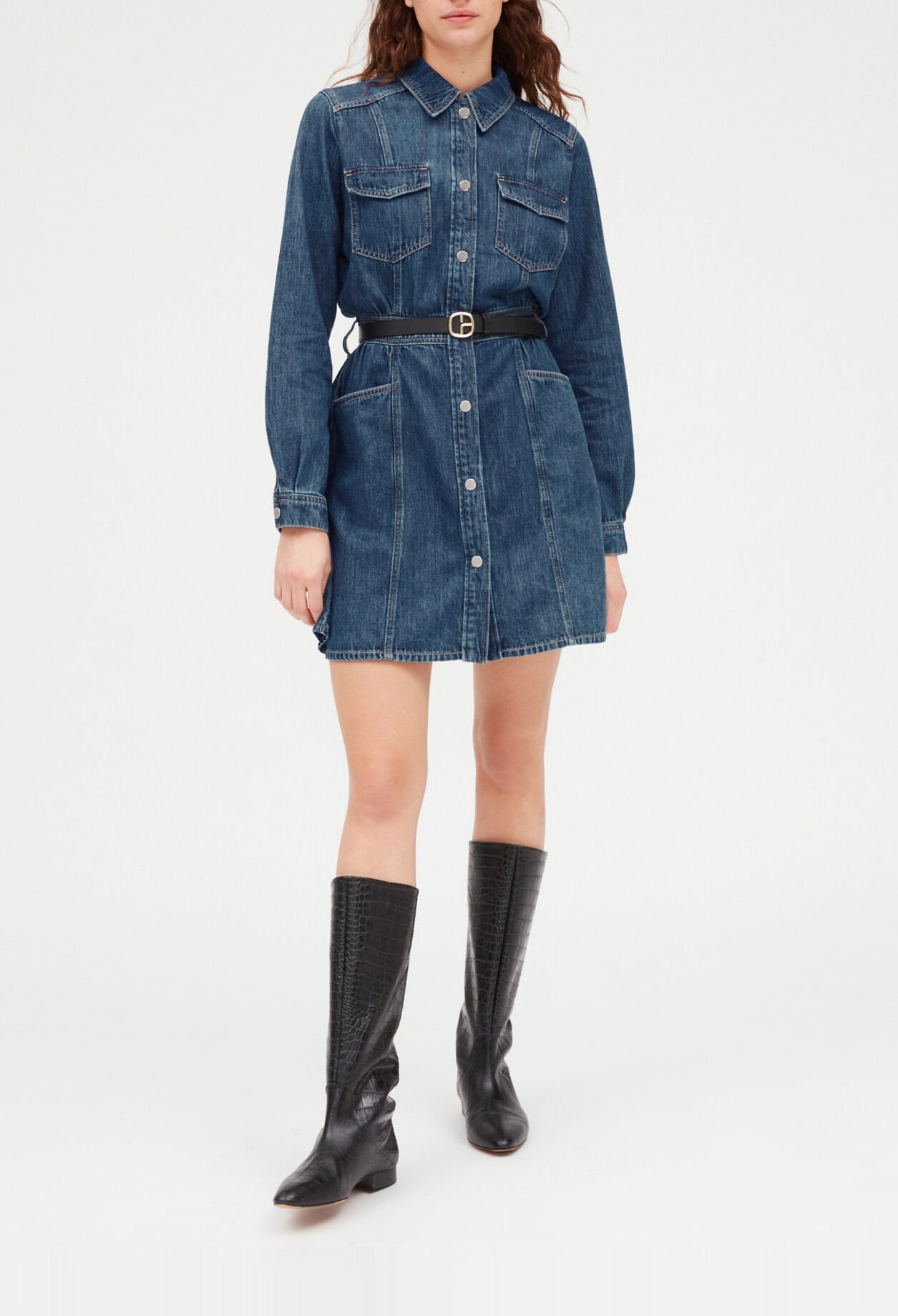 Mid blue denim short dress