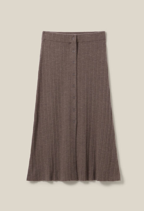Pleated Midi Skirt with Buttons