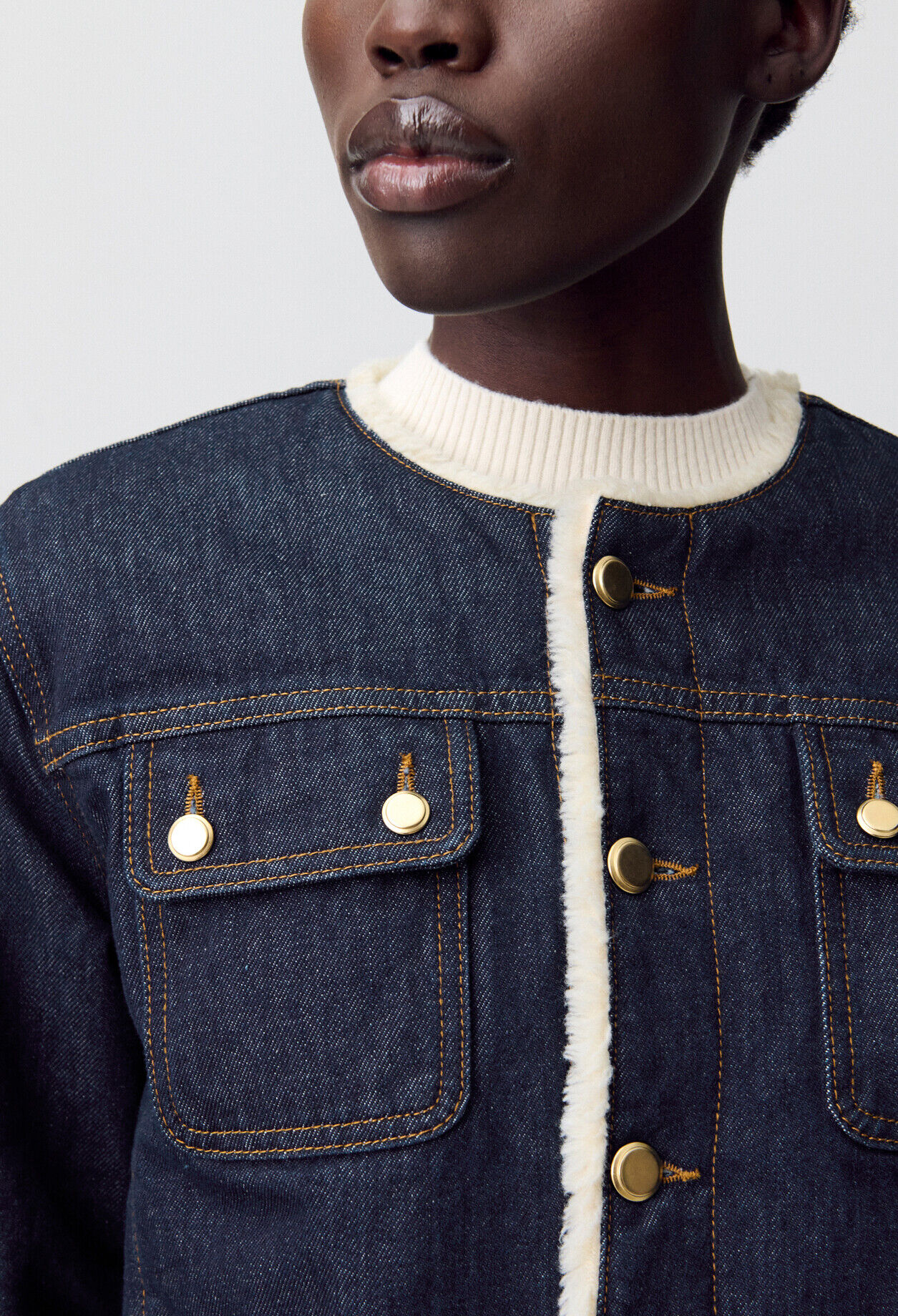 Denim Jacket with Faux Fur