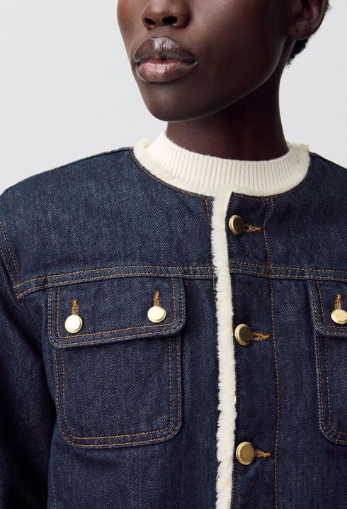 Denim Jacket with Faux Fur