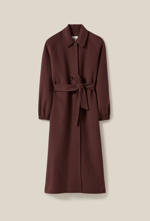 Brown belted long coat