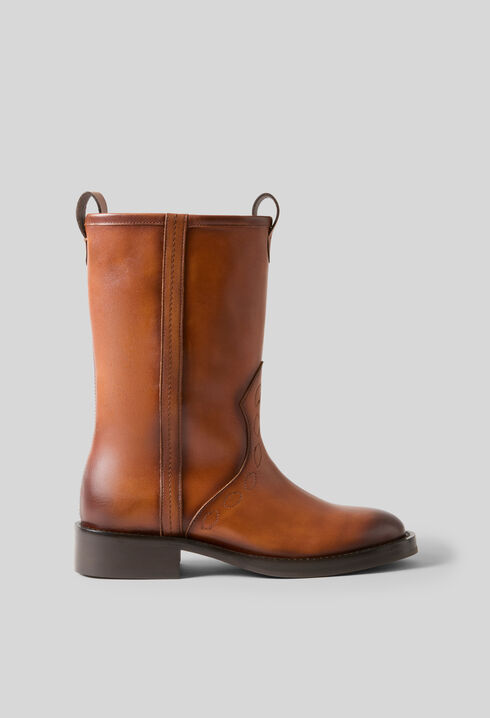 Smooth leather western boots