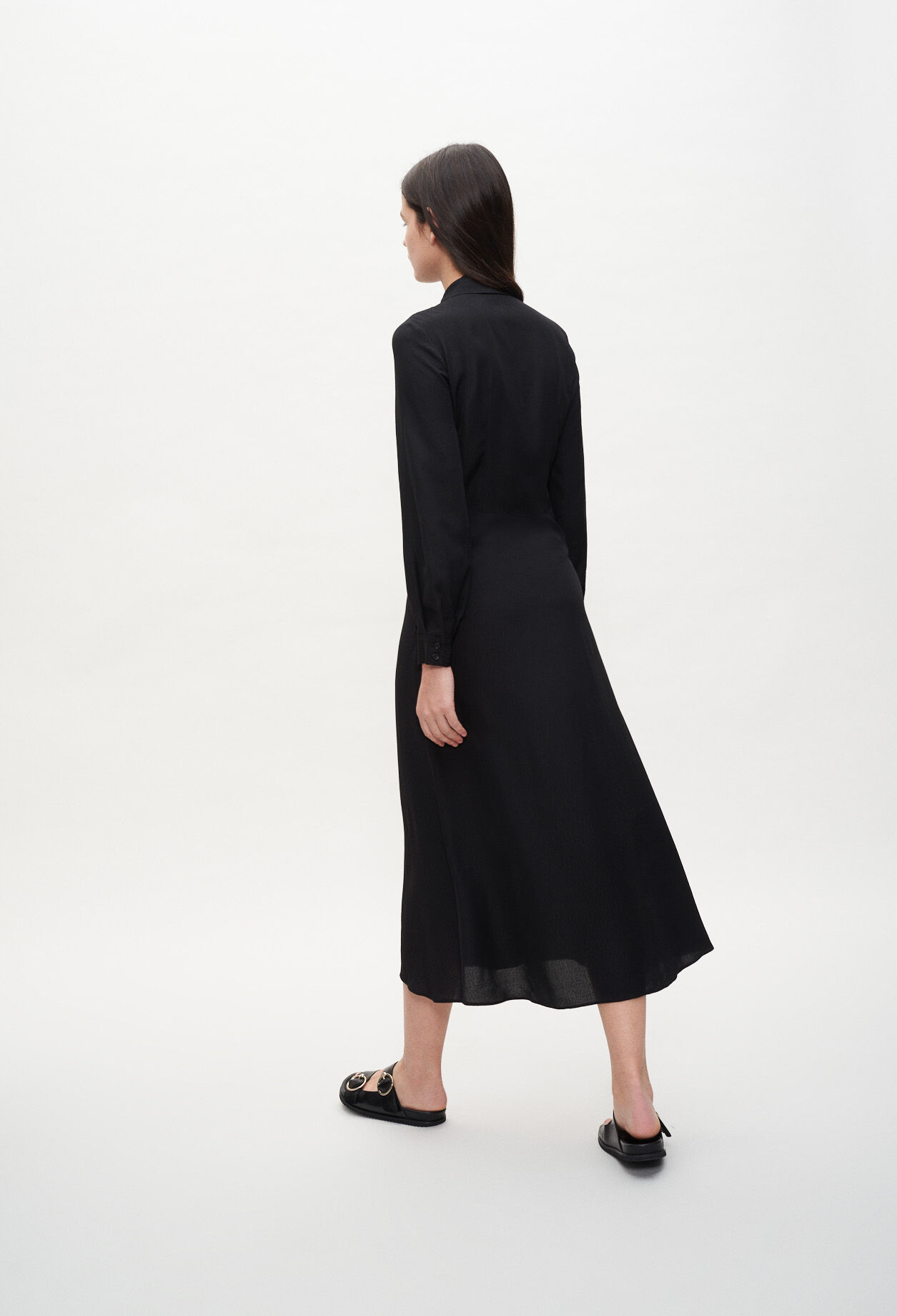 Belted long shirt dress
