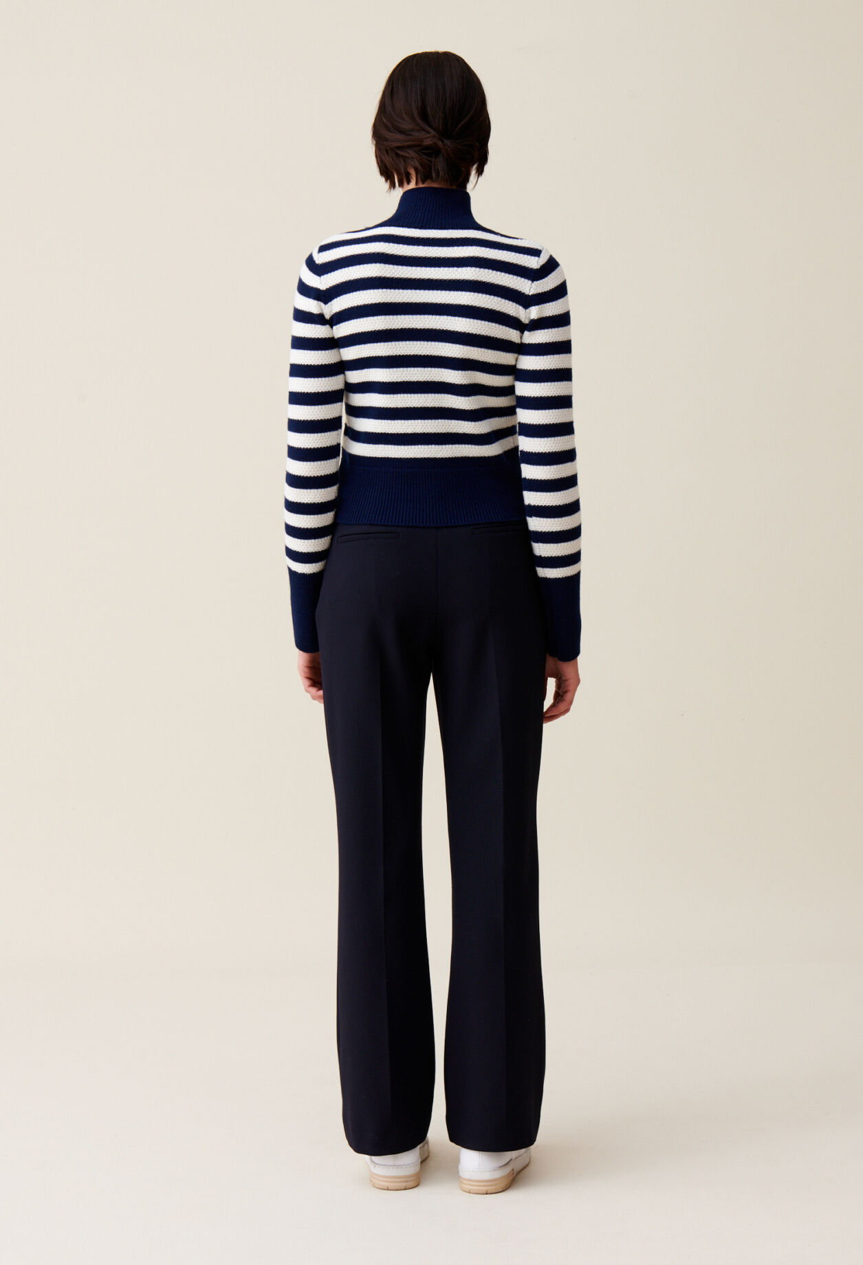 High-neck striped jumper