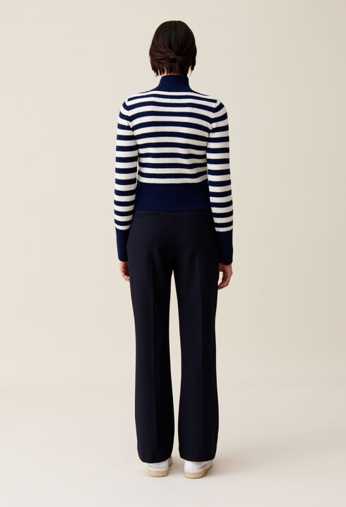 High-neck striped jumper