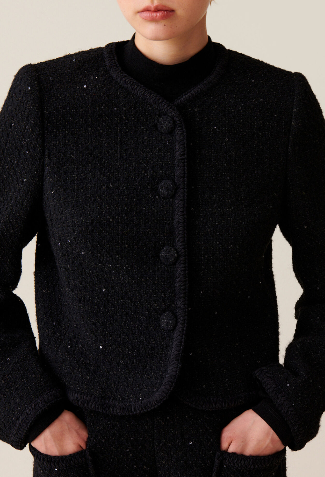 Black straight tweed jacket