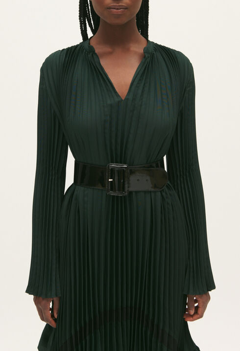 Pleated midi-length dress