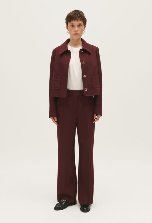 Straight-fit burgundy trousers