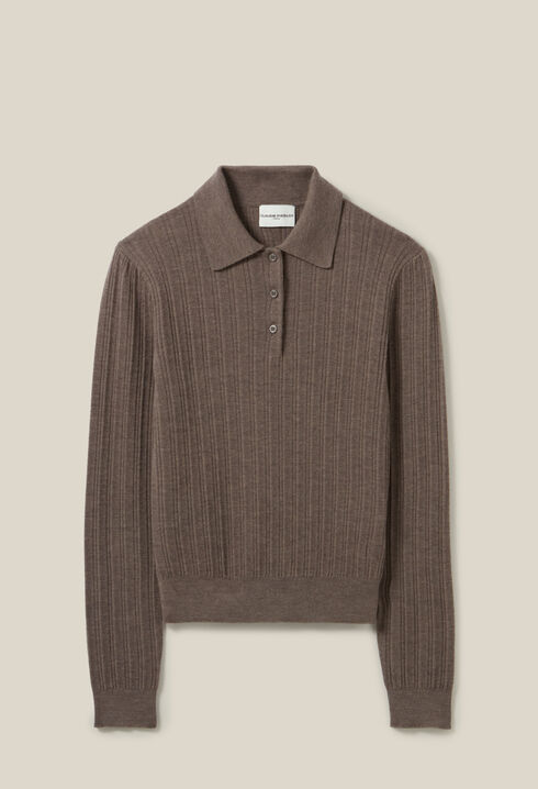 Ribbed Polo Sweater