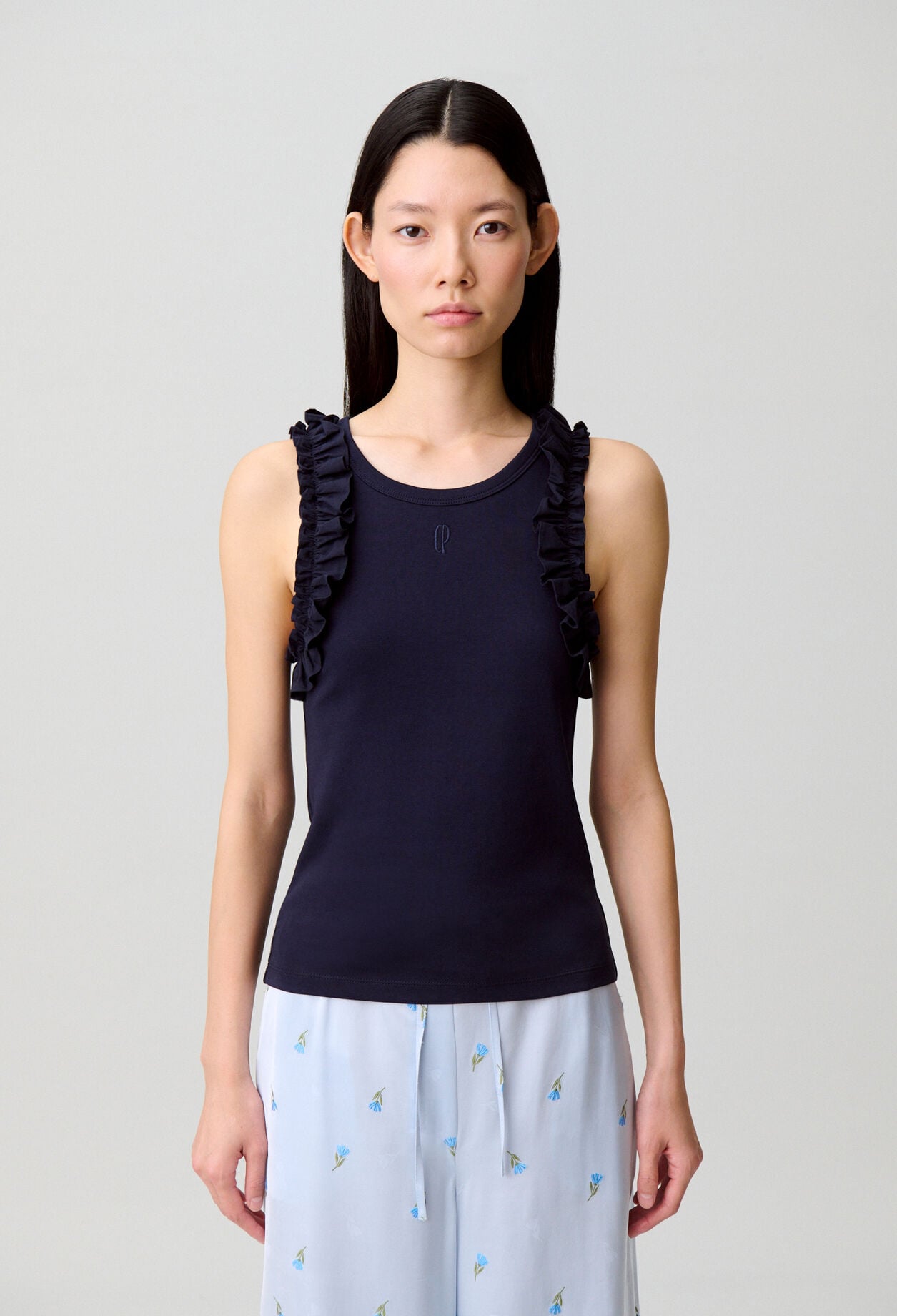 Embroidered cotton T-shirt