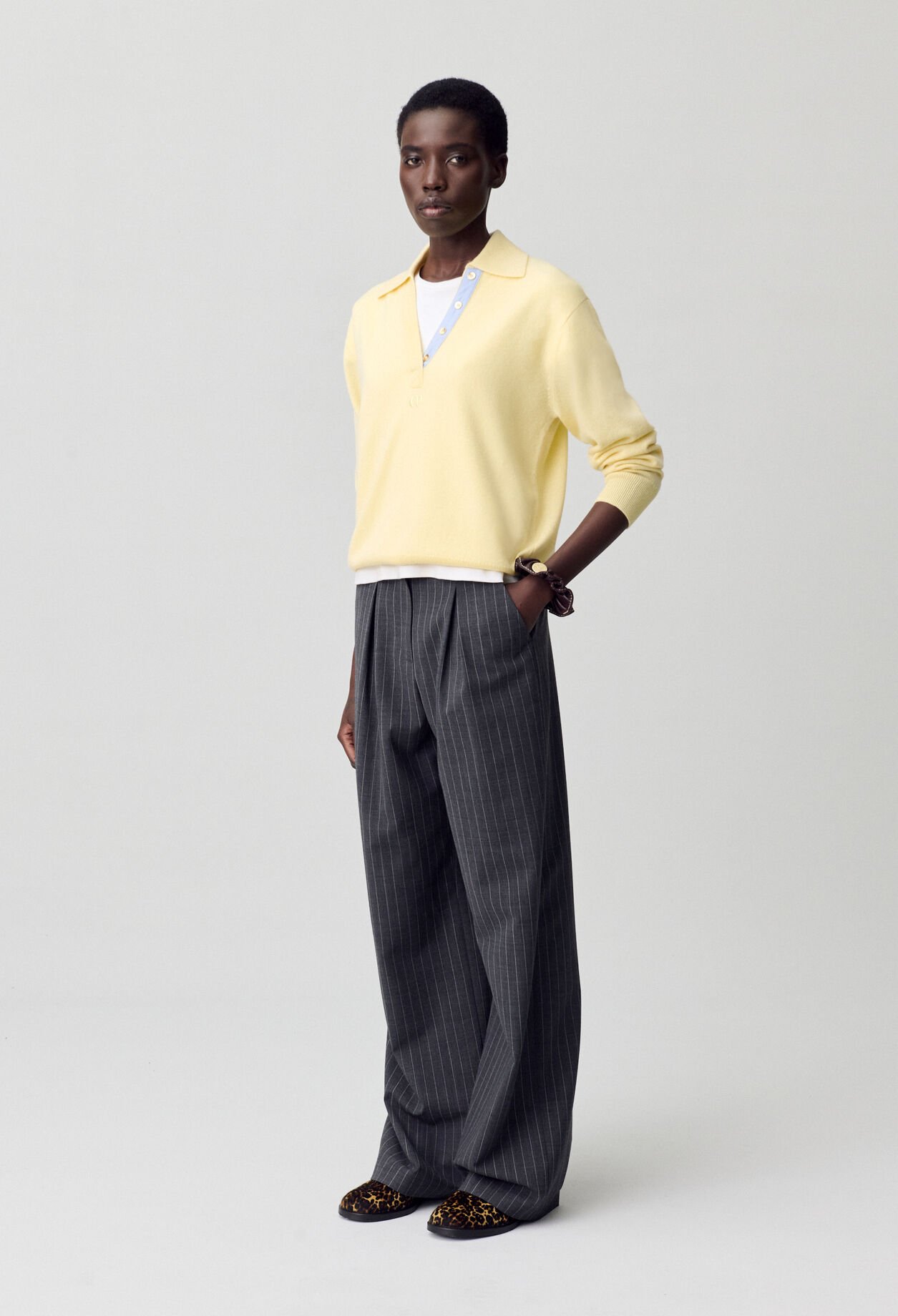 High-waisted straight-leg trousers