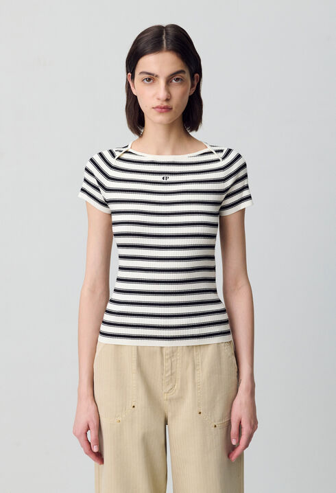 Fine-Knit Breton Stripe Top