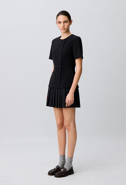 Short pleated peplum dress