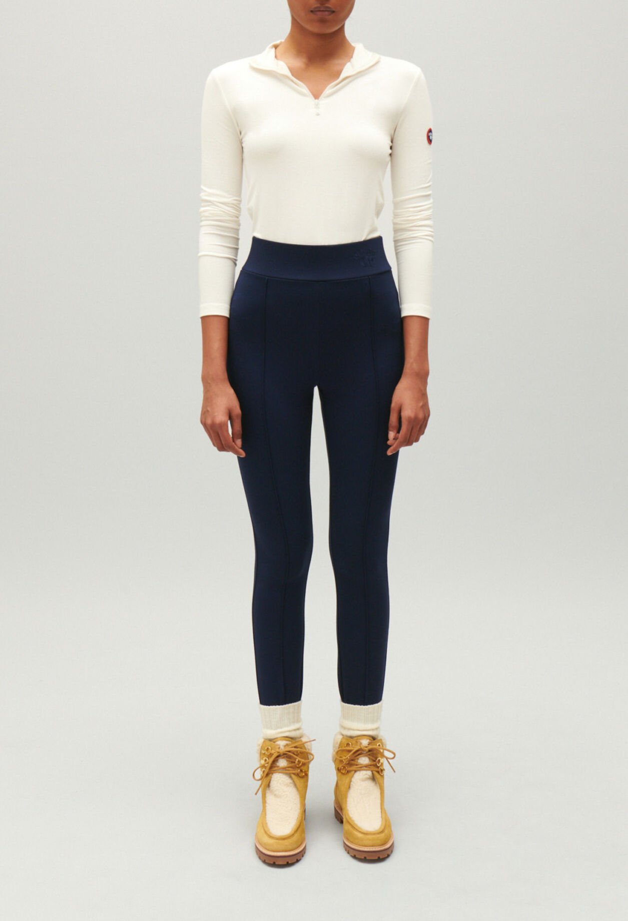 Navy knitted fuseau leggings
