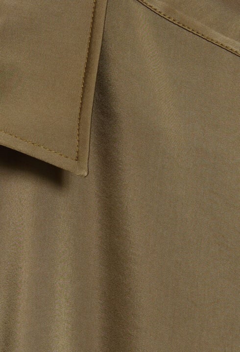 Loose-fit khaki satin-effect shirt