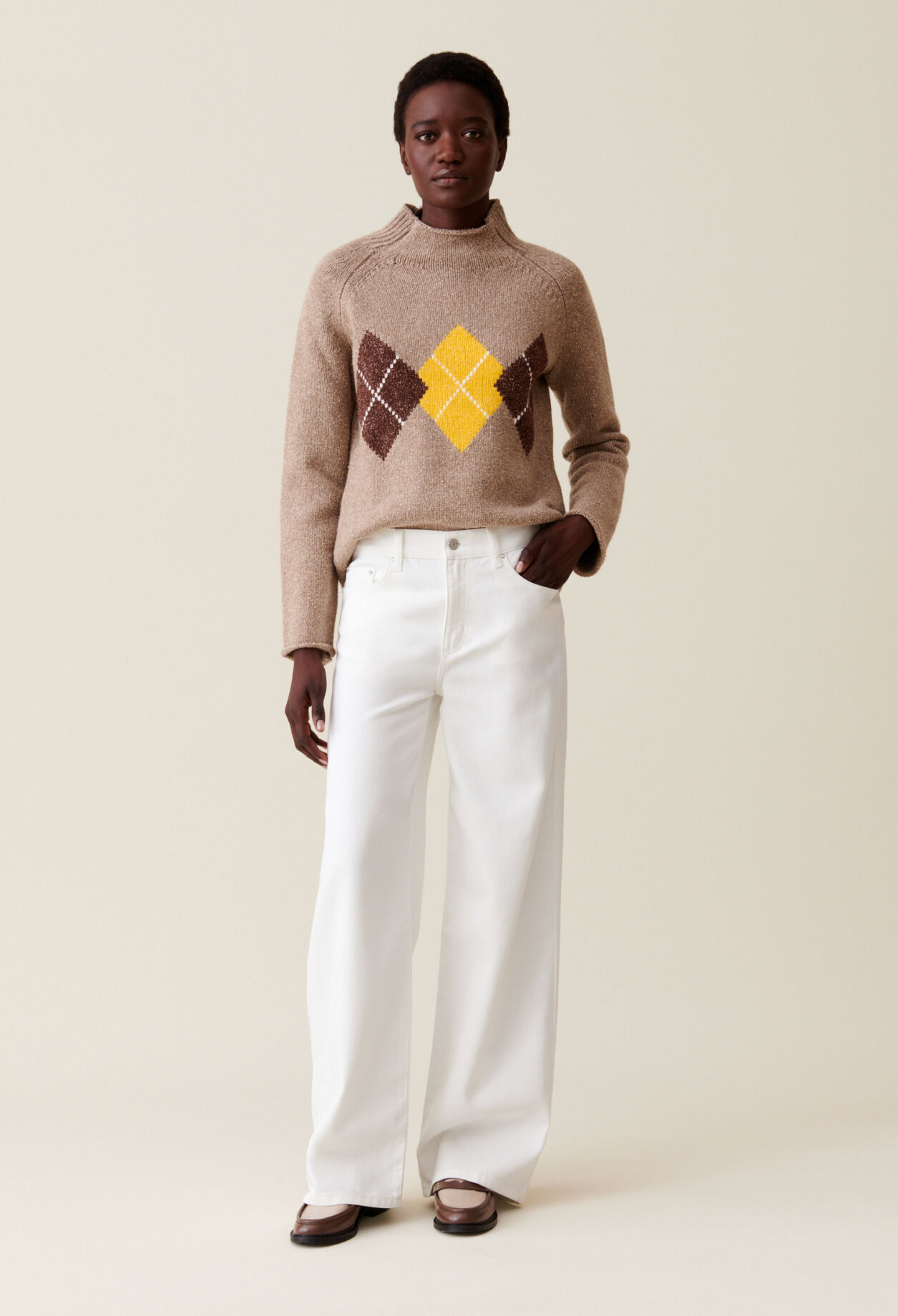 Ecru Michel Baggy Straight Jeans