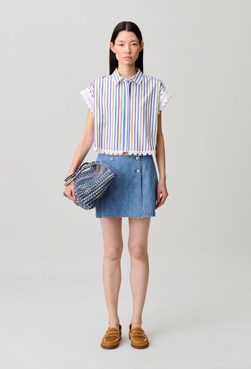 Striped lace shirt