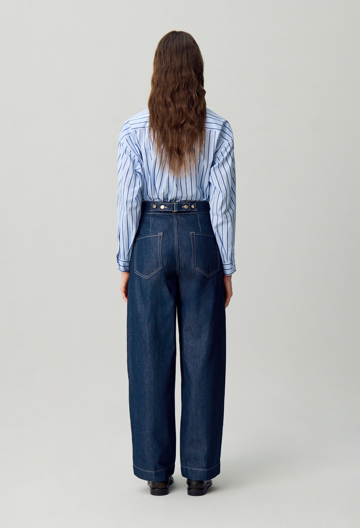 Raw denim straight-cut jeans