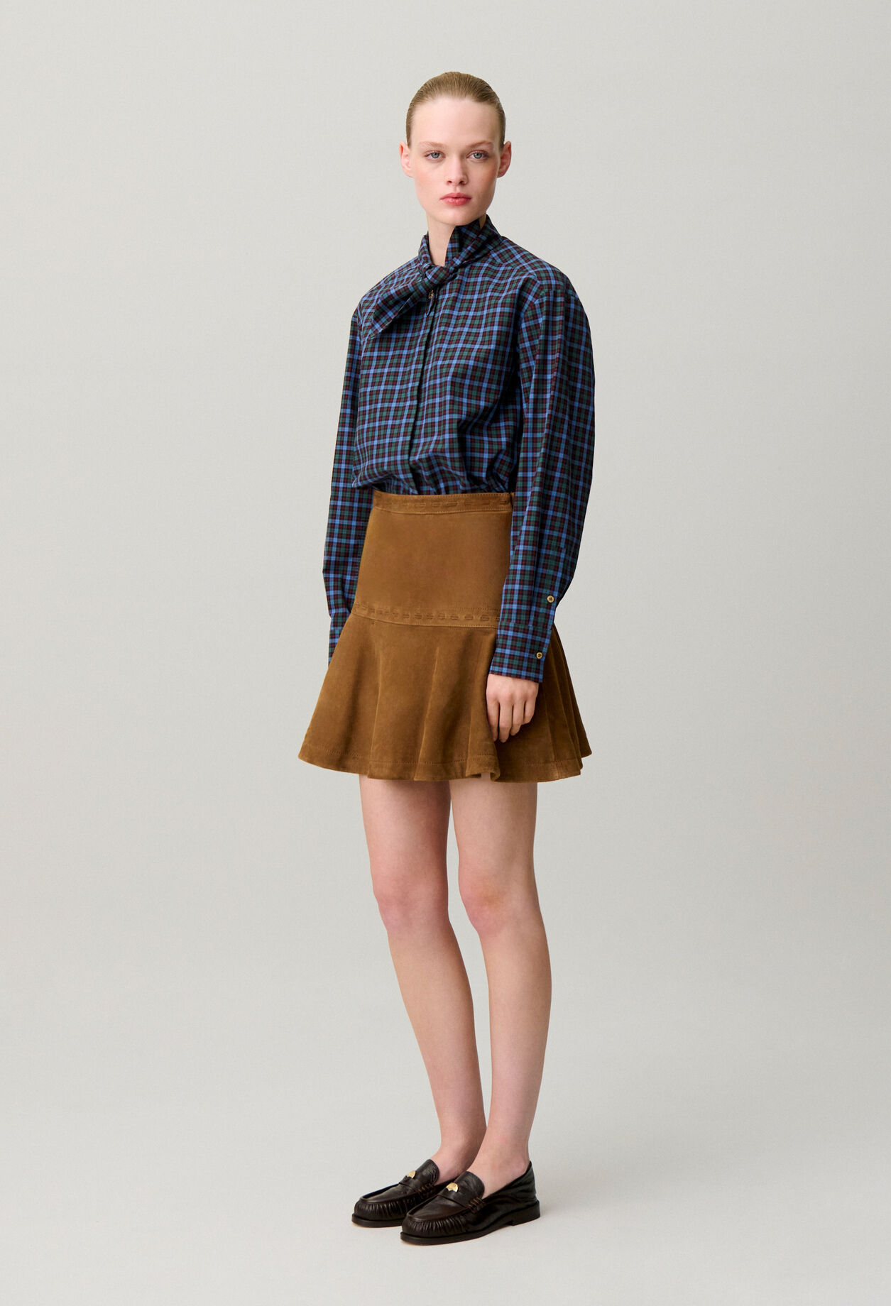 Poplin tie-neck shirt