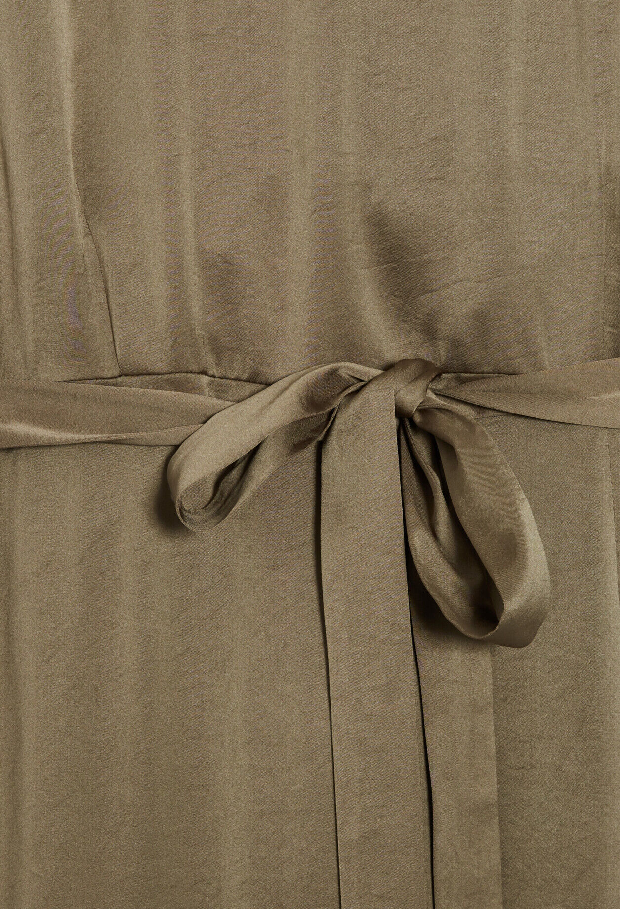Satiny khaki midi dress