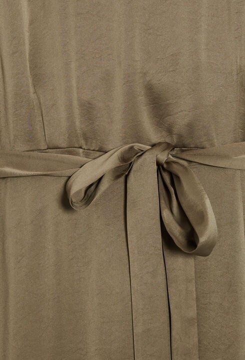 Satiny khaki midi dress