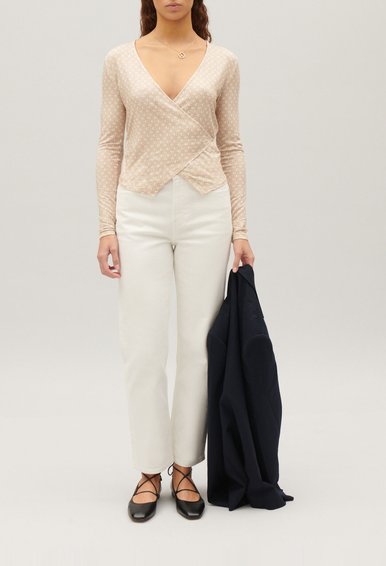Beige wrap top