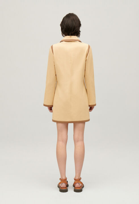 Short beige lace-up dress