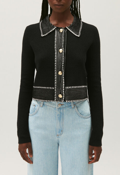Cropped knit cardigan