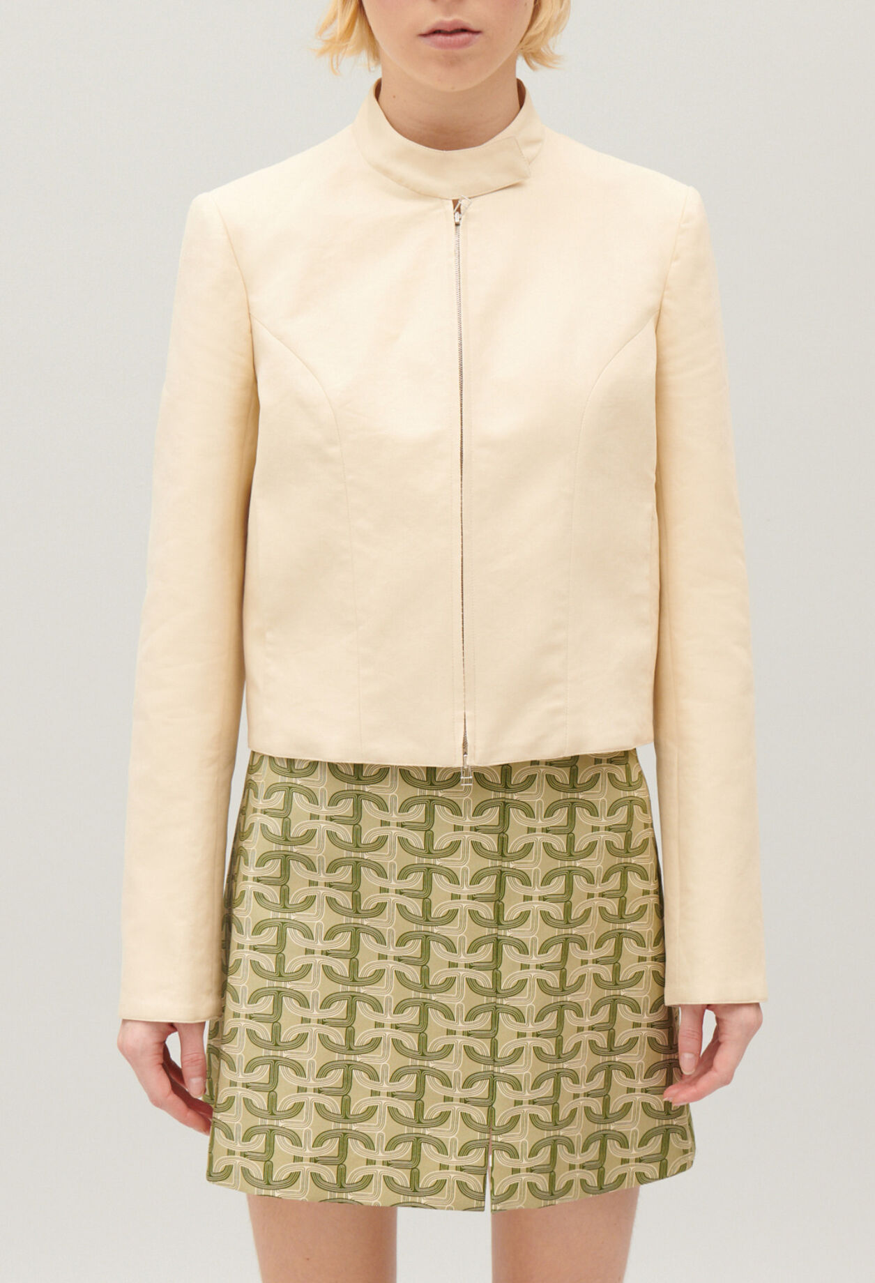 Pale beige biker jacket
