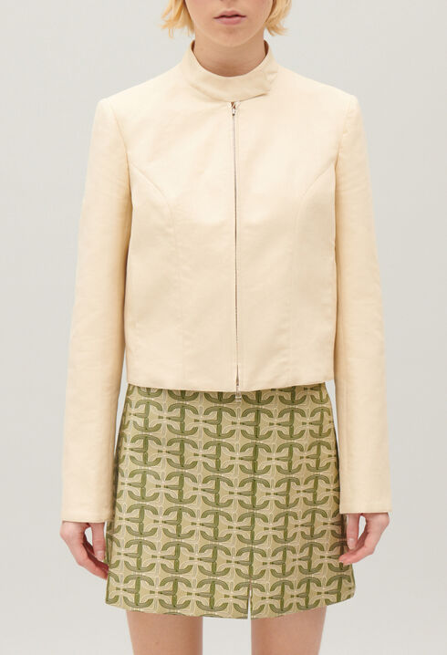 Pale beige biker jacket