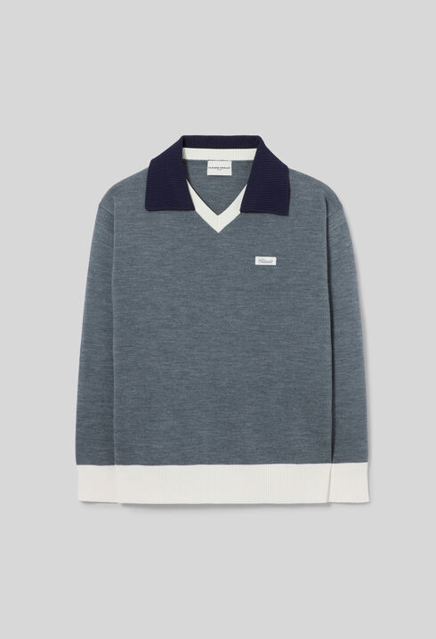 Contrast double collar knit jumper
