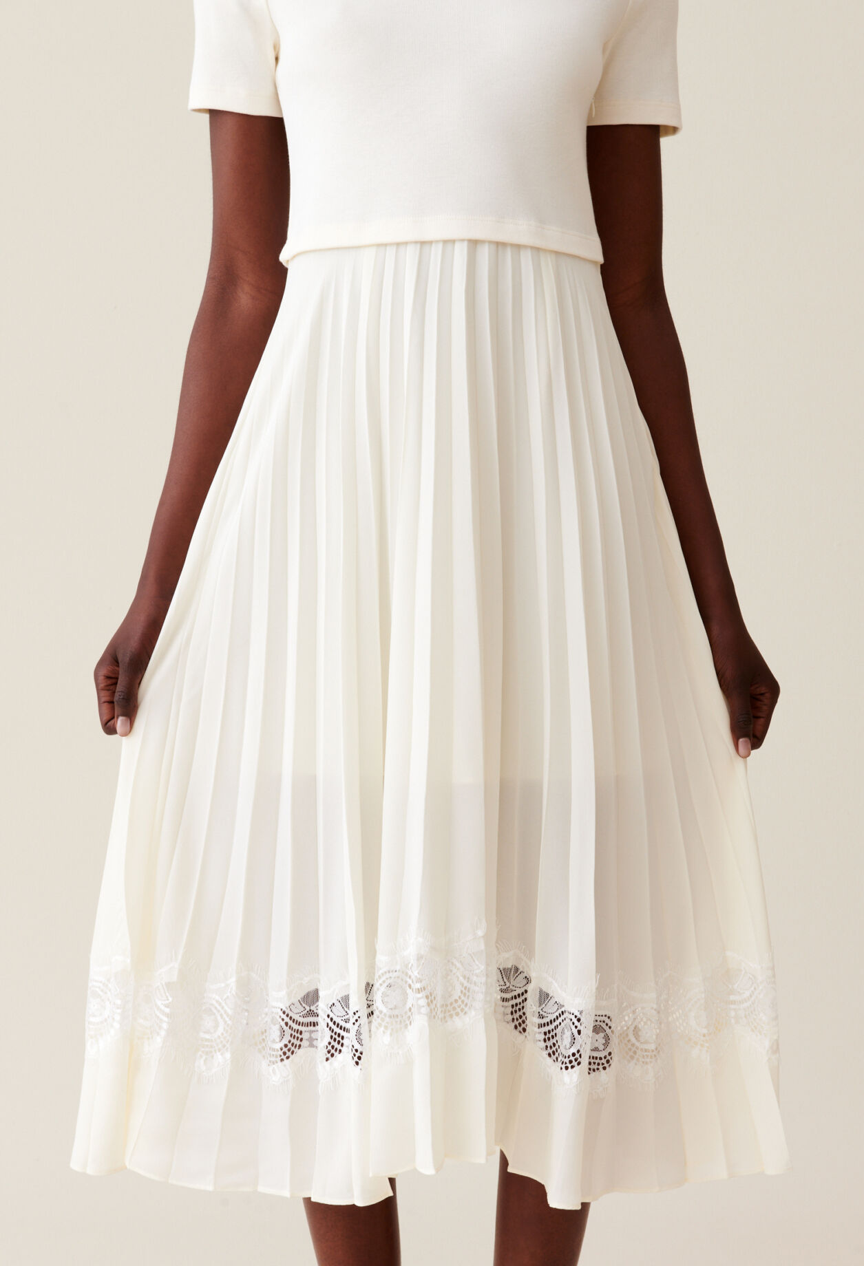 Bimaterial midi dress store