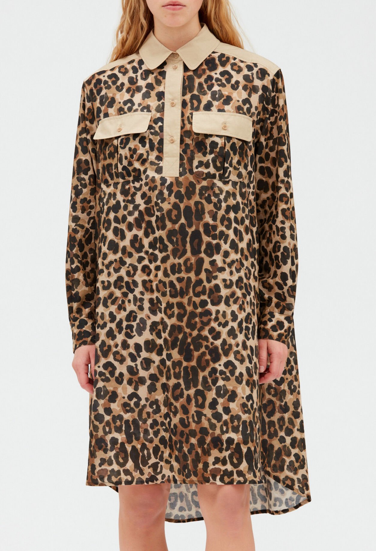 Leopard midi shirt dress