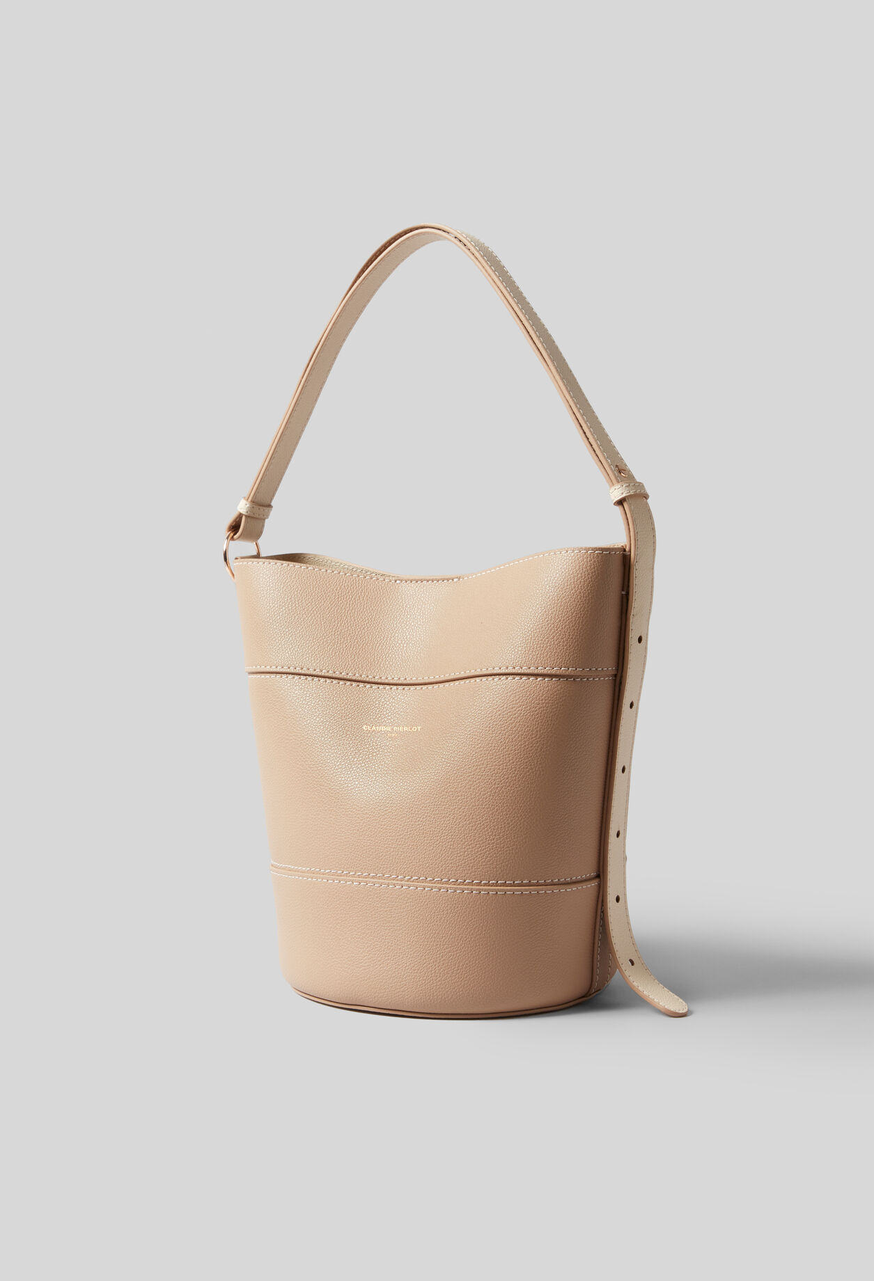 Grained leather bucket bag