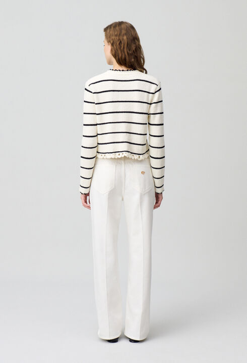 Fine knit striped cardigan
