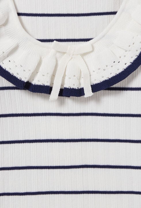 Striped frill knit top