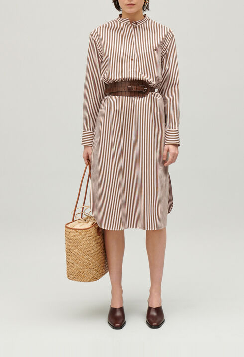 Bronze striped maxi dress