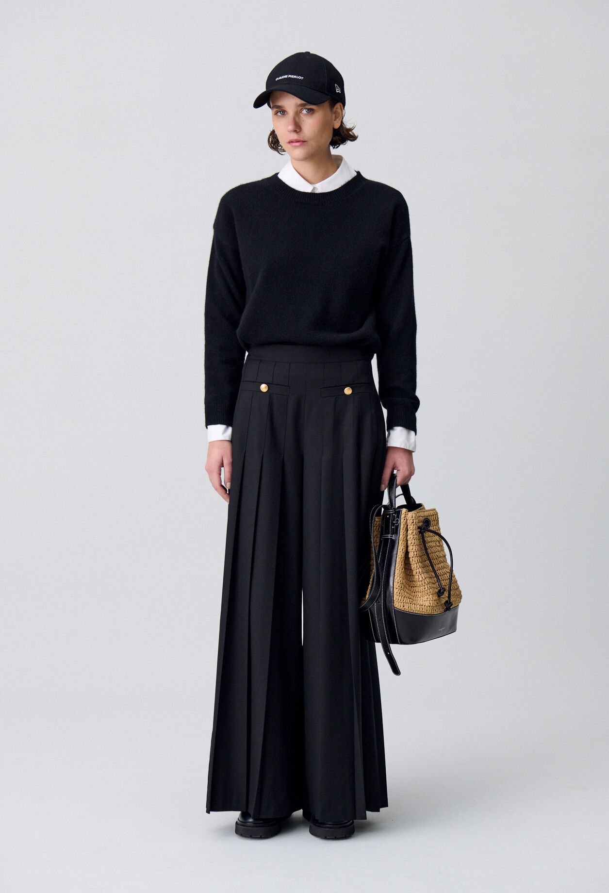 Pleated Wide-Leg Trousers