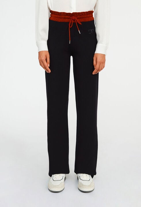 Pantalon bicolore large maille bicolore