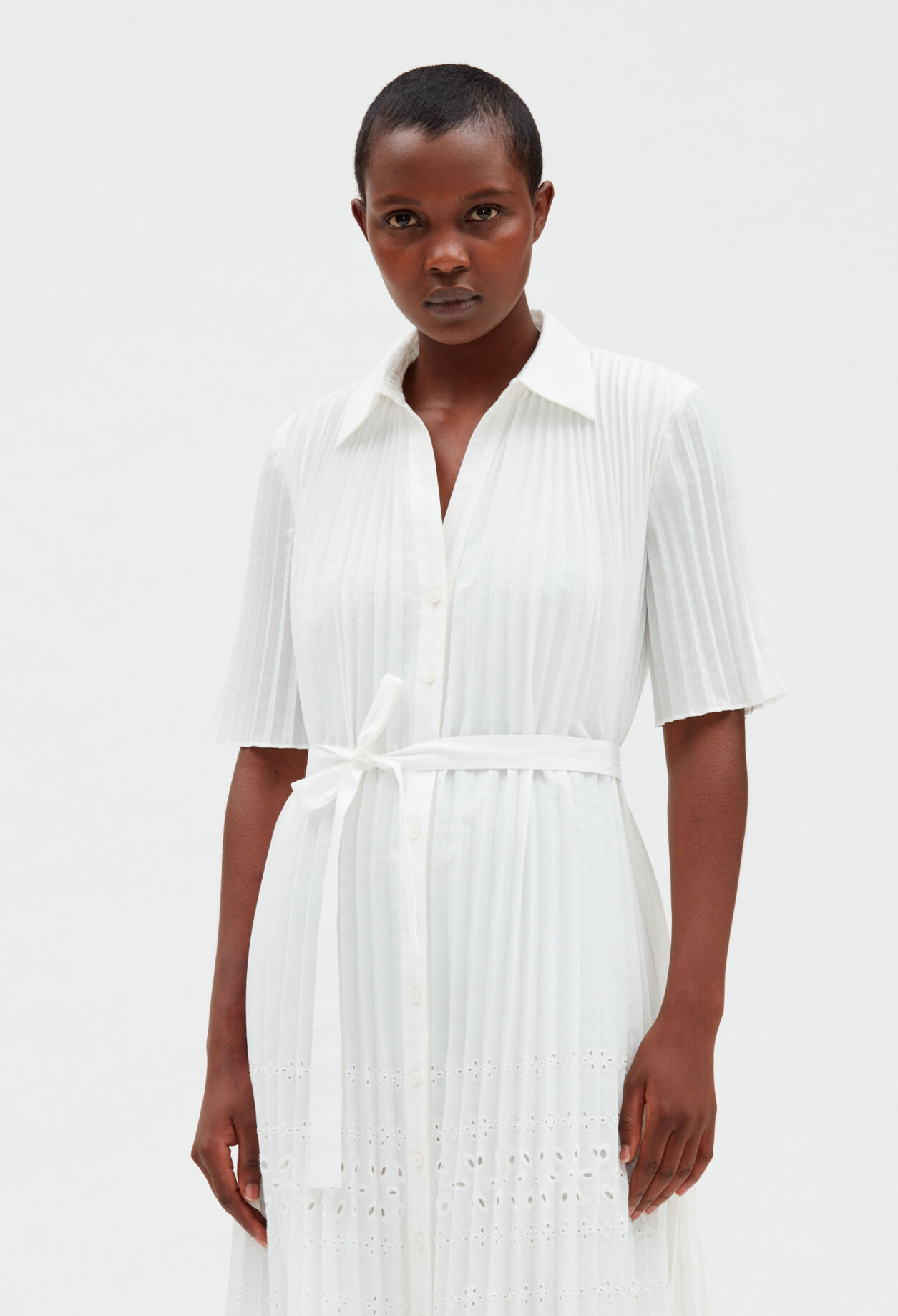 White pleated midi dress outlet