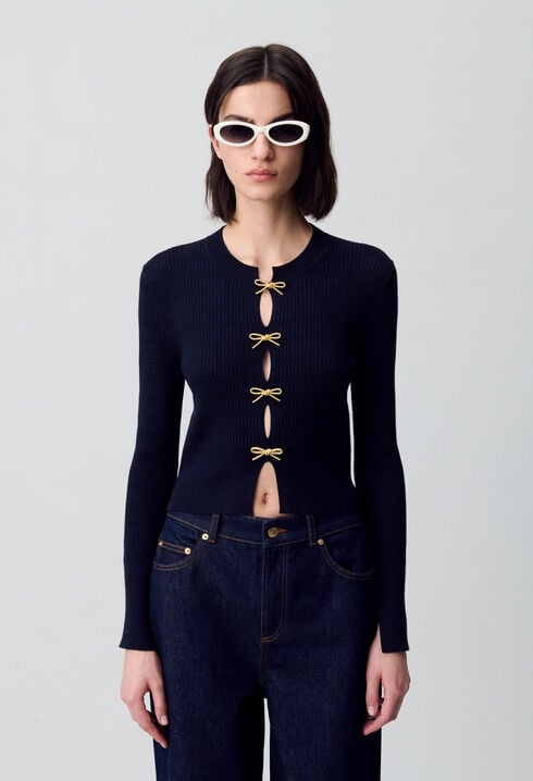 Thin knit jumper with bows