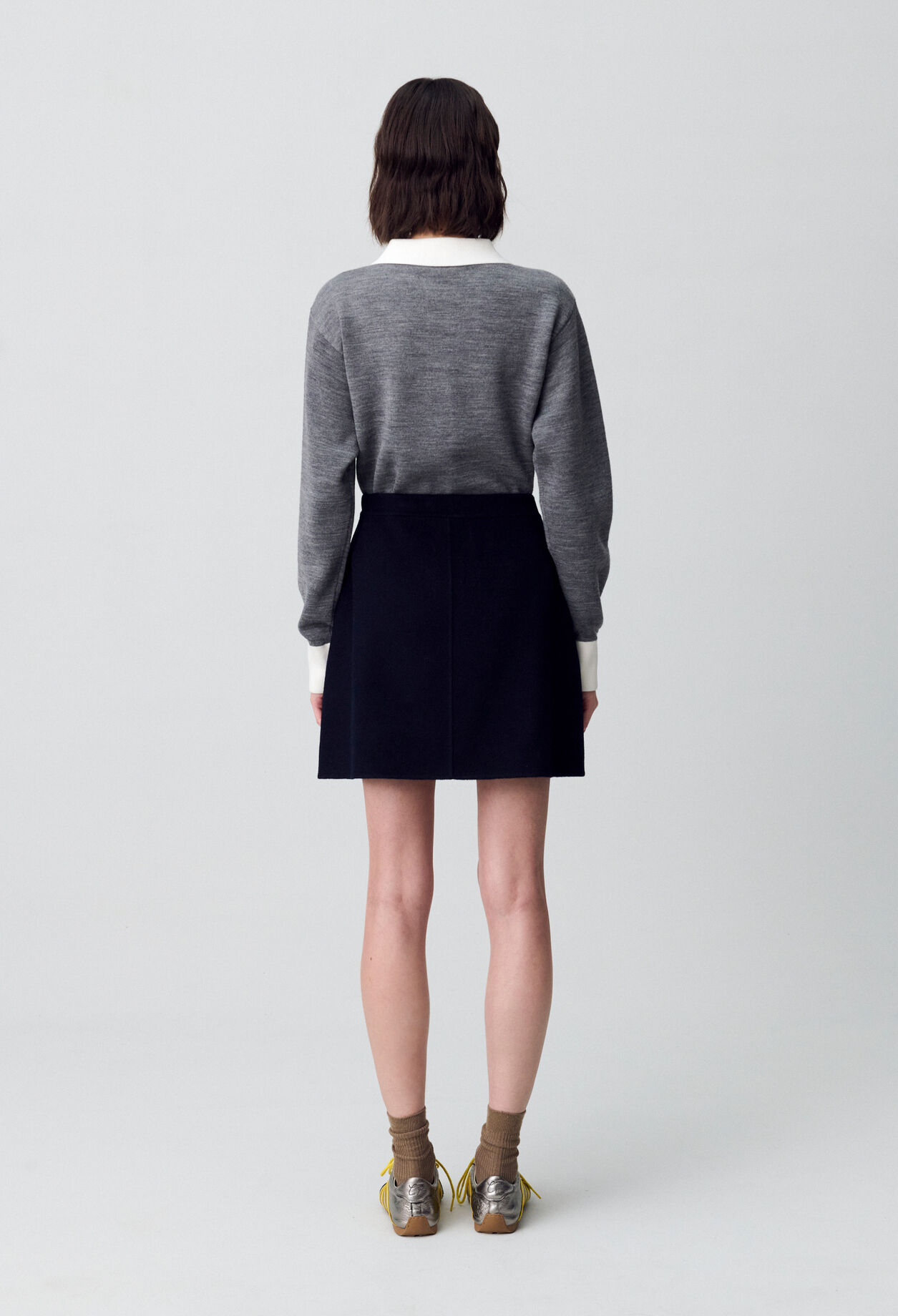 【U LAN】Bona Wool Low Skirt Rosine High Waisted Asymmetrical Skirt - Nocturne - Ulla Johnson