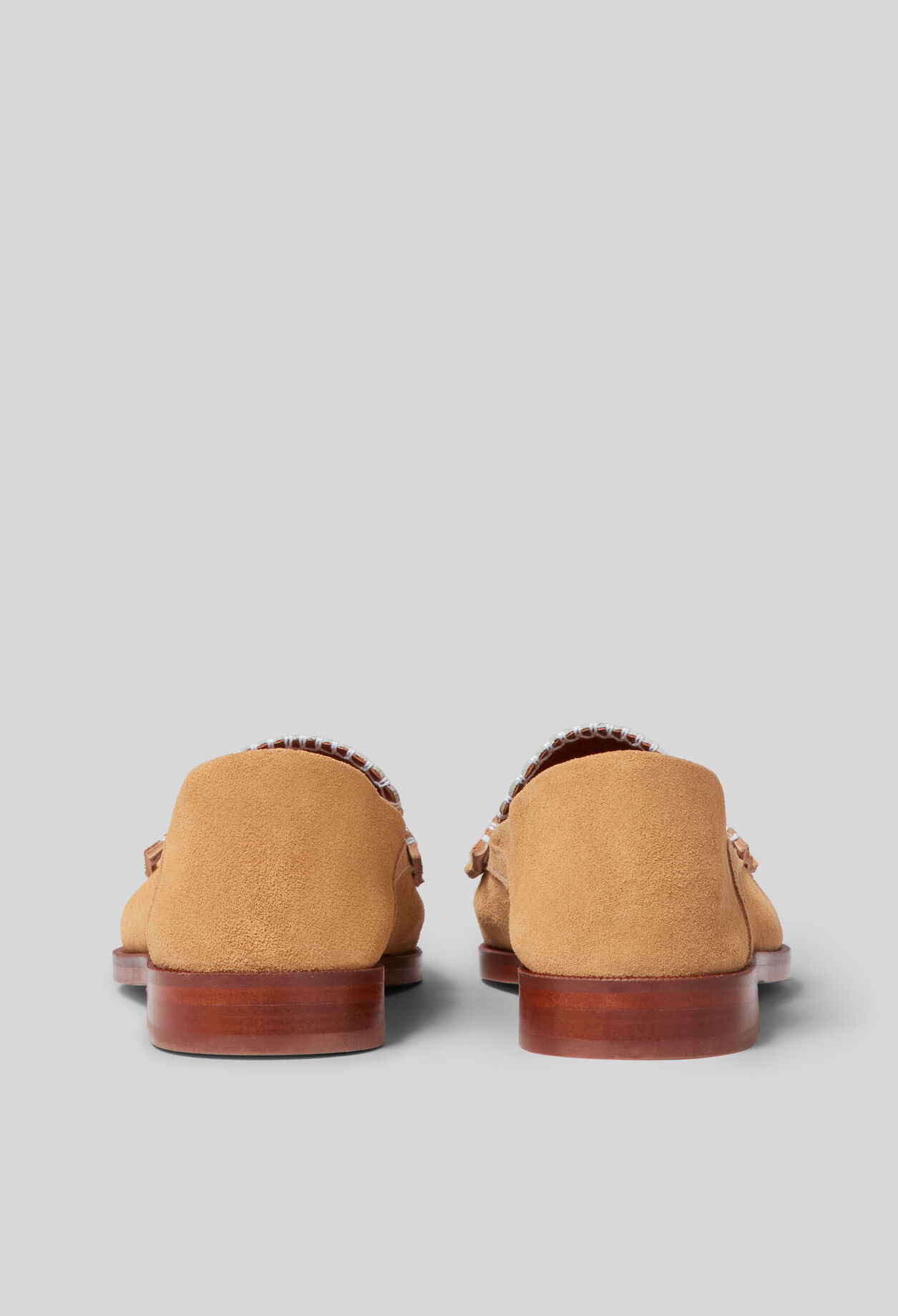 Suede ballet flats, stitch detail