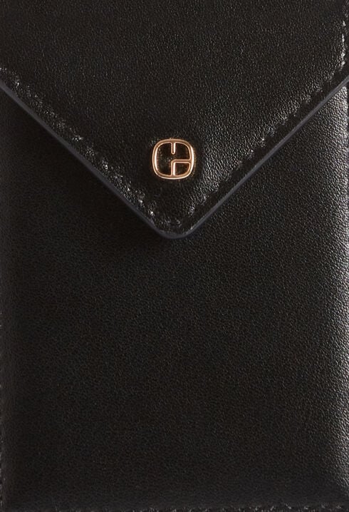 Black leather card holder
