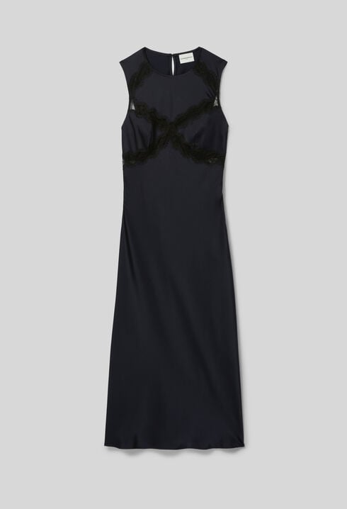 Long satin and lace dress