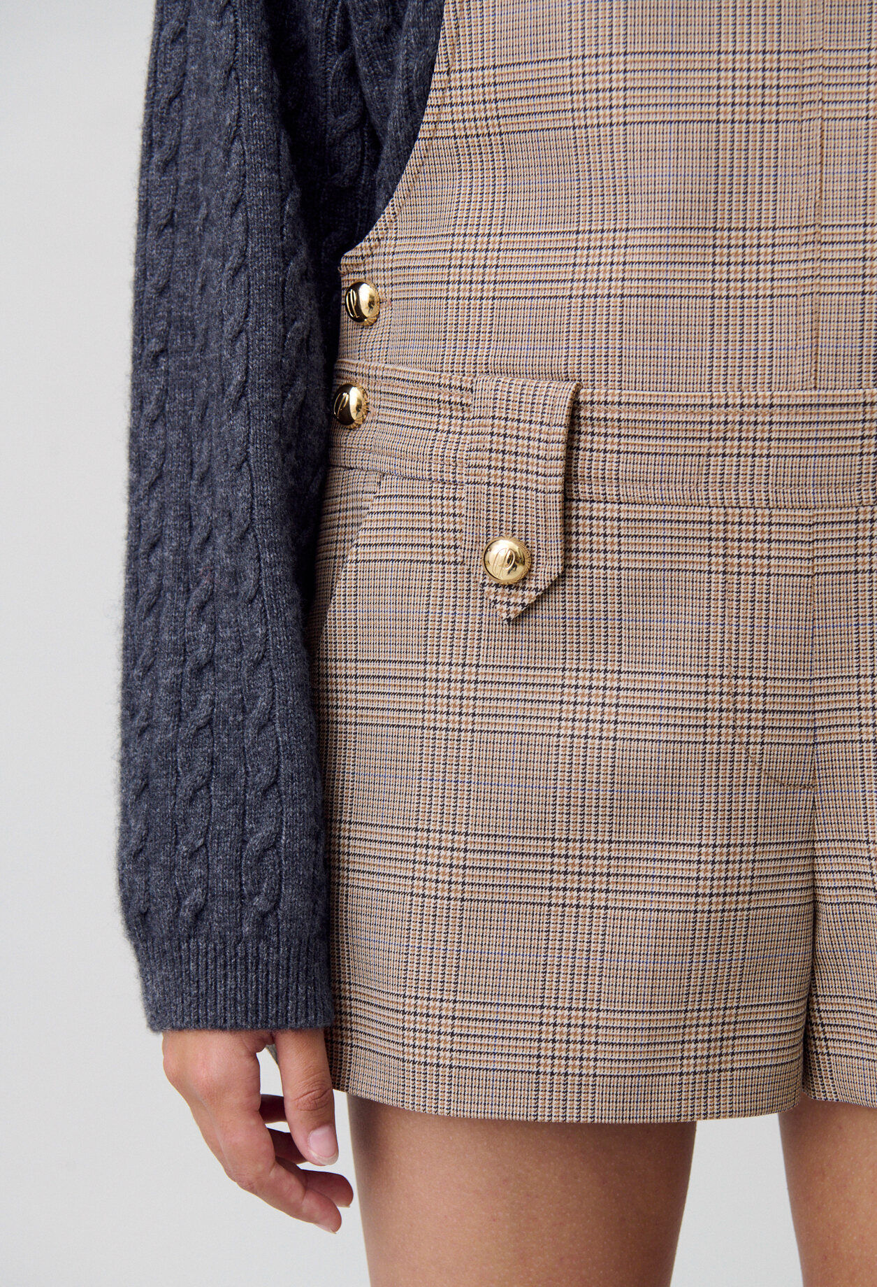 Checked dungaree playsuit