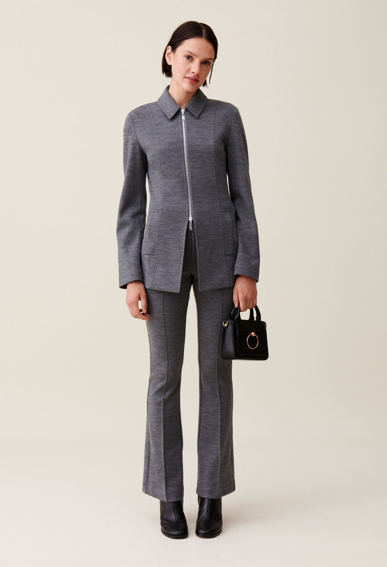 Grey fitted jacket store
